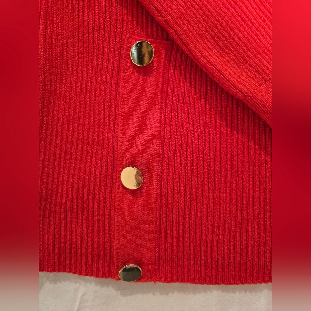 Tahari Bold Burnt Orange Crew Neck Sweater - Picture 5 of 9